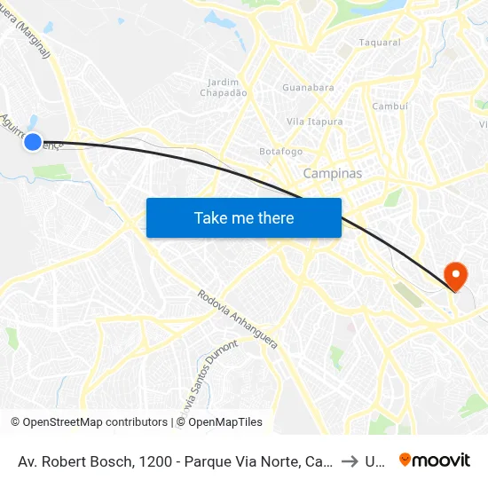 Av. Robert Bosch, 1200 - Parque Via Norte, Campinas to Unip map