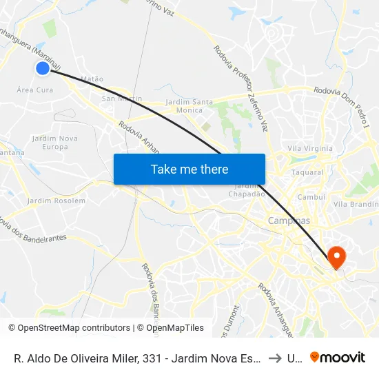 R. Aldo De Oliveira Miler, 331 - Jardim Nova Esperanca Ii, Sumaré to Unip map