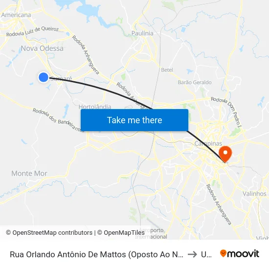 Rua Orlando Antônio De Mattos (Oposto Ao Nº 523) to Unip map