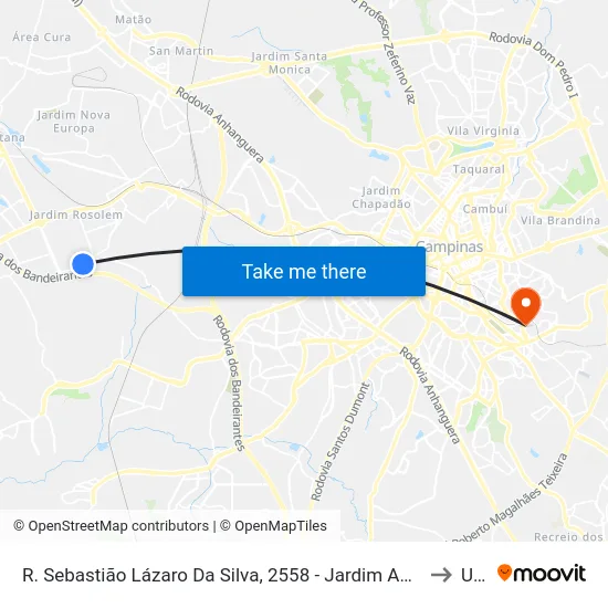 R. Sebastião Lázaro Da Silva, 2558 - Jardim Adelaide, Hortolândia to Unip map