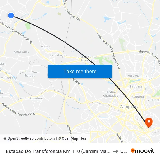 Estação De Transferência Km 110 (Jardim Maria Antônia) to Unip map