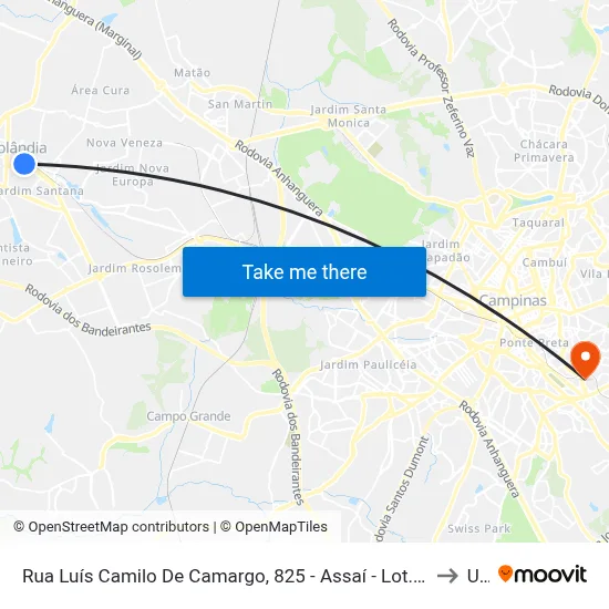 Rua Luís Camilo De Camargo, 825 - Assaí - Lot. Remanso Campineiro, Hortolândia to Unip map