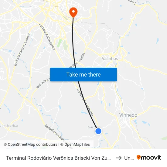 Terminal Rodoviário Verônica Briscki Von Zubem to Unip map