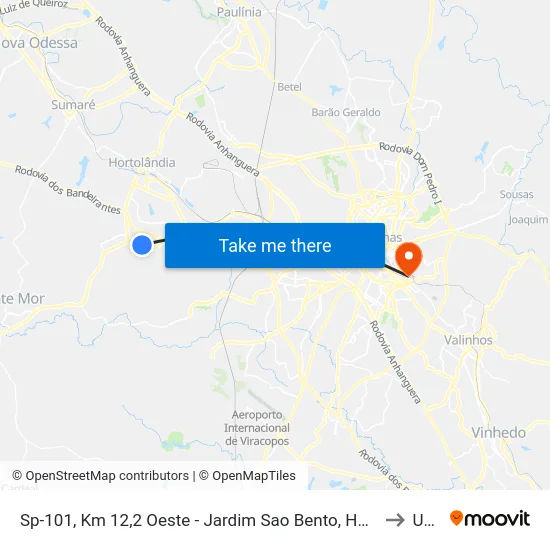 Sp-101, Km 12,2 Oeste - Jardim Sao Bento, Hortolândia to Unip map