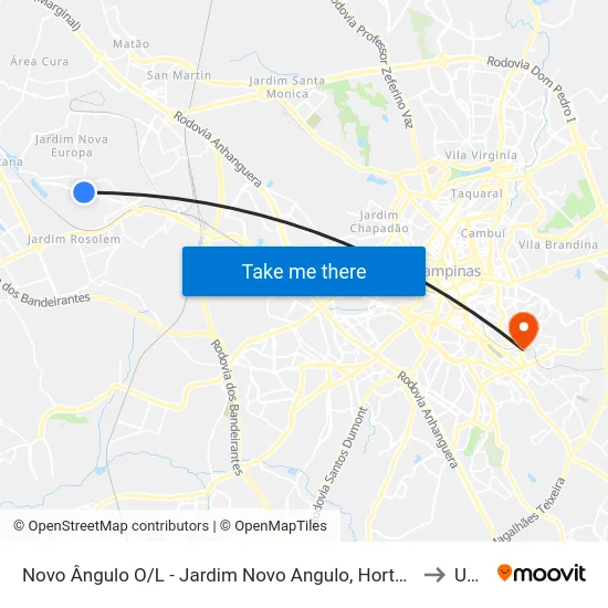 Novo Ângulo O/L - Jardim Novo Angulo, Hortolândia to Unip map