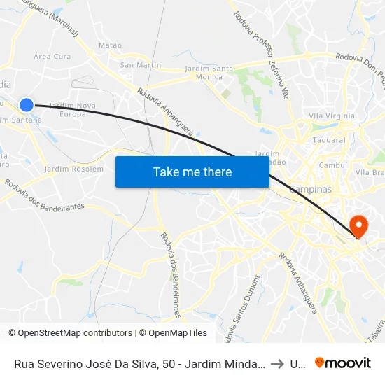 Rua Severino José Da Silva, 50 - Jardim Minda, Hortolândia to Unip map