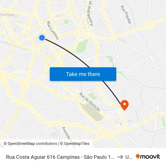 Rua Costa Aguiar 616 Campinas - São Paulo 13010-061 Brasil to Unip map