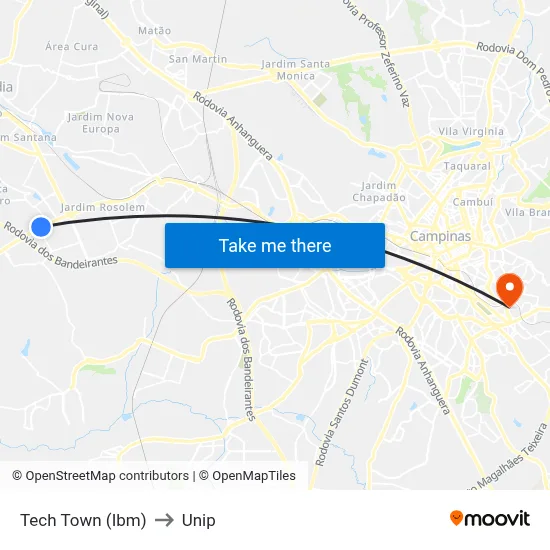 Tech Town (Ibm) to Unip map