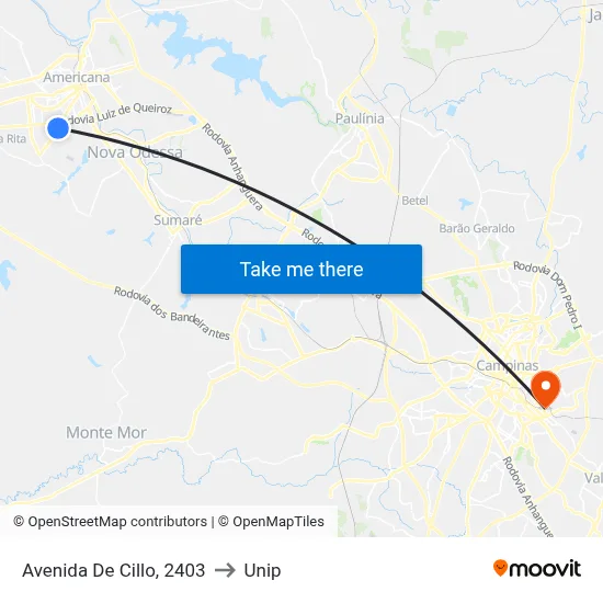 Avenida De Cillo, 2403 to Unip map