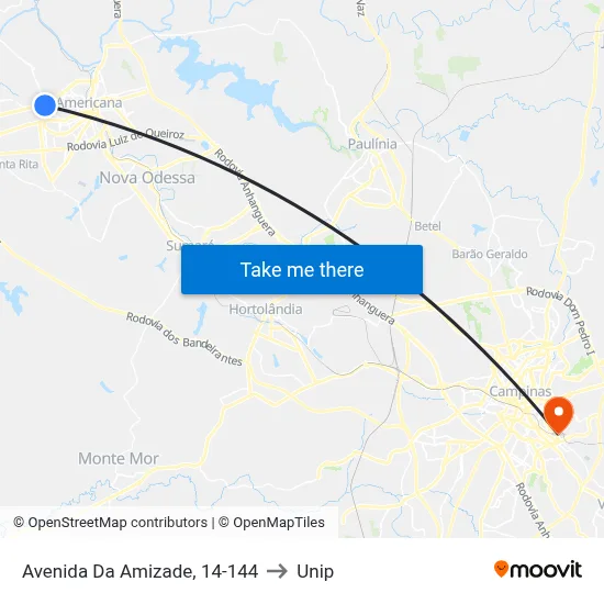 Avenida Da Amizade, 14-144 to Unip map