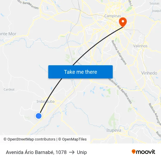 Avenida Ário Barnabé, 1078 to Unip map