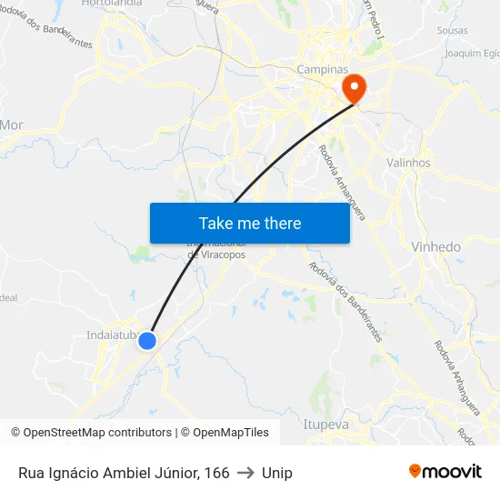 Rua Ignácio Ambiel Júnior, 166 to Unip map