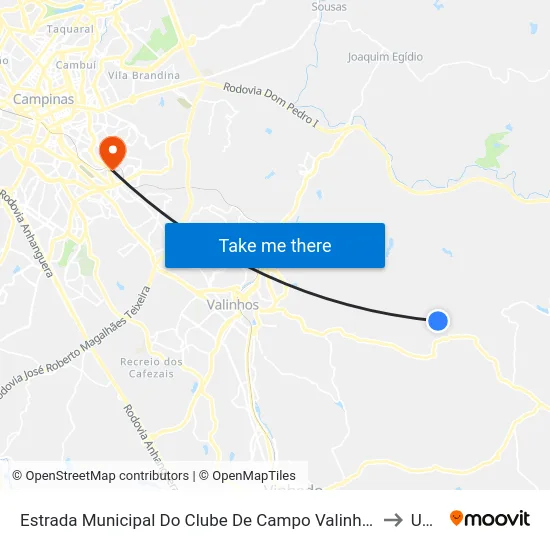 Estrada Municipal Do Clube De Campo Valinhos, 07 to Unip map