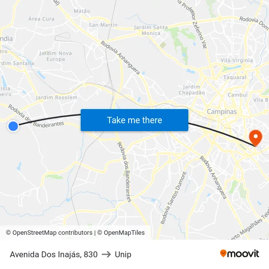 Avenida Dos Inajás, 830 to Unip map