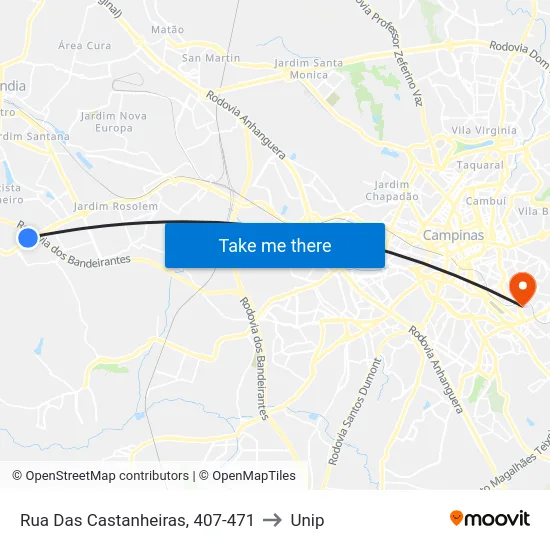 Rua Das Castanheiras, 407-471 to Unip map