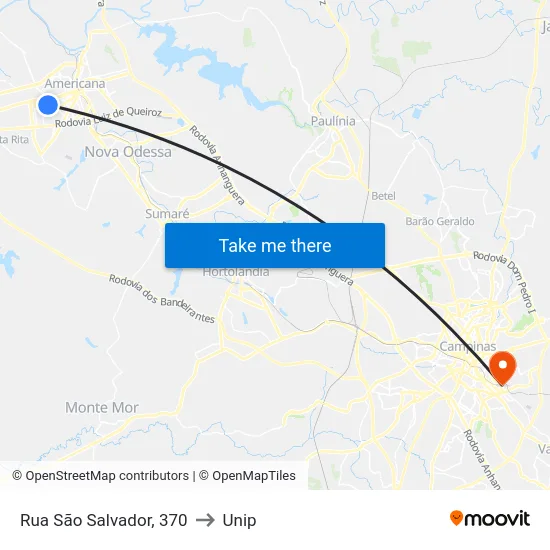 Rua São Salvador, 370 to Unip map