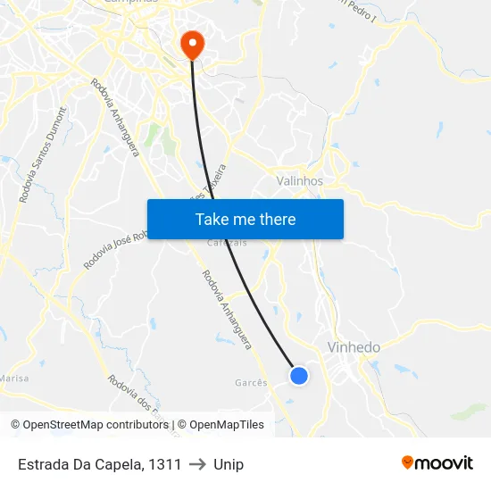 Estrada Da Capela, 1311 to Unip map
