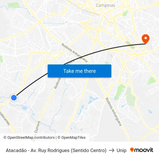 Atacadão - Av. Ruy Rodrigues (Sentido Centro) to Unip map