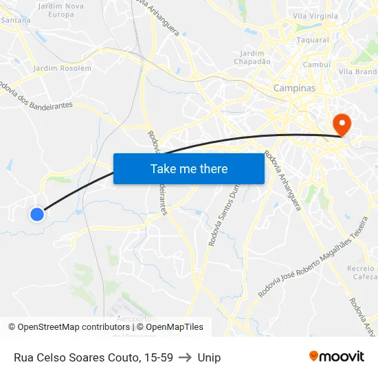 Rua Celso Soares Couto, 15-59 to Unip map