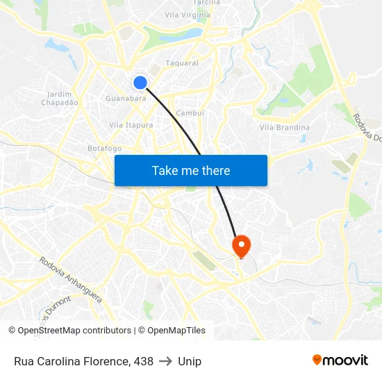 Rua Carolina Florence, 438 to Unip map