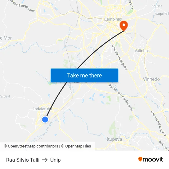 Rua Silvio Talli to Unip map