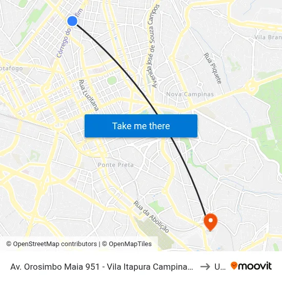 Av. Orosimbo Maia 951 - Vila Itapura Campinas - SP 13023-002 Brasil to Unip map