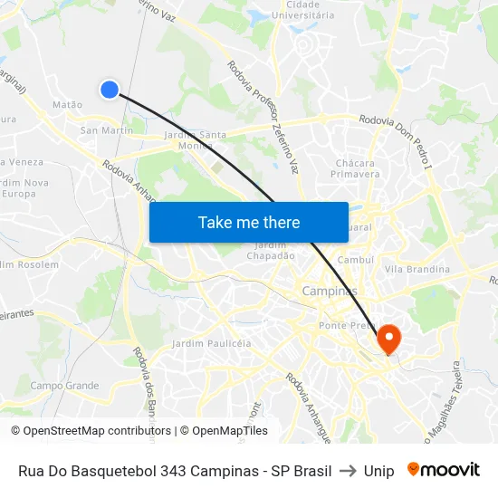 Rua Do Basquetebol 343 Campinas - SP Brasil to Unip map
