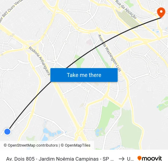 Av. Dois 805 - Jardim Noêmia Campinas - SP 13051-430 Brasil to Unip map