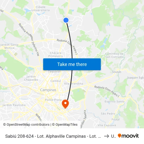 Sabiú 208-624 - Lot. Alphaville Campinas - Lot. Alphaville Campinas Campinas - SP 13098 Brasil to Unip map