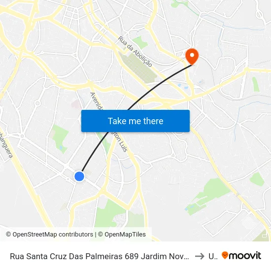 Rua Santa Cruz Das Palmeiras 689 Jardim Nova Europa Campinas - SP 13040-085 Brasil to Unip map