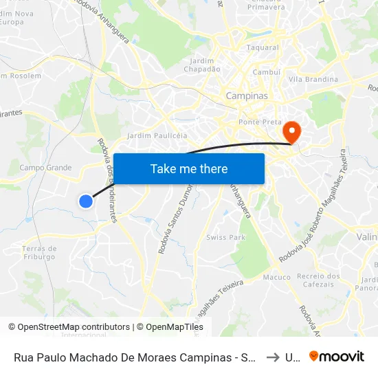 Rua Paulo Machado De Moraes Campinas - São Paulo Brasil to Unip map