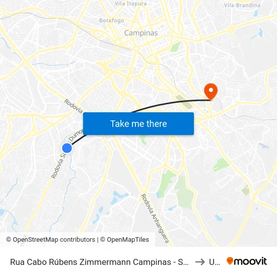 Rua Cabo Rúbens Zimmermann Campinas - São Paulo Brasil to Unip map