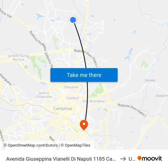 Avenida Giuseppina Vianelli Di Napoli 1185 Campinas - São Paulo 13086 Brasil to Unip map