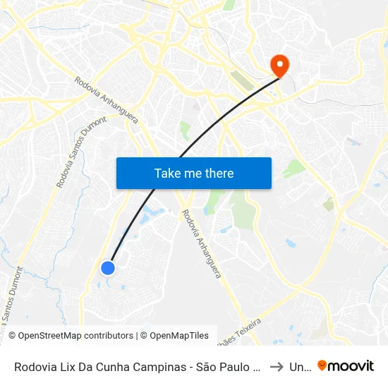 Rodovia Lix Da Cunha Campinas - São Paulo Brasil to Unip map