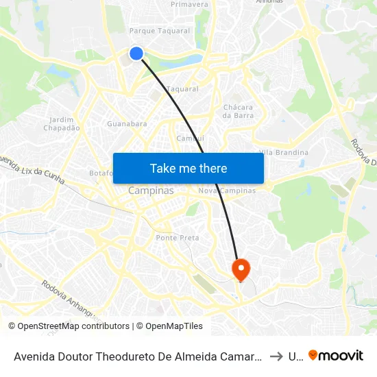 Avenida Doutor Theodureto De Almeida Camargo Campinas - São Paulo Brasil to Unip map