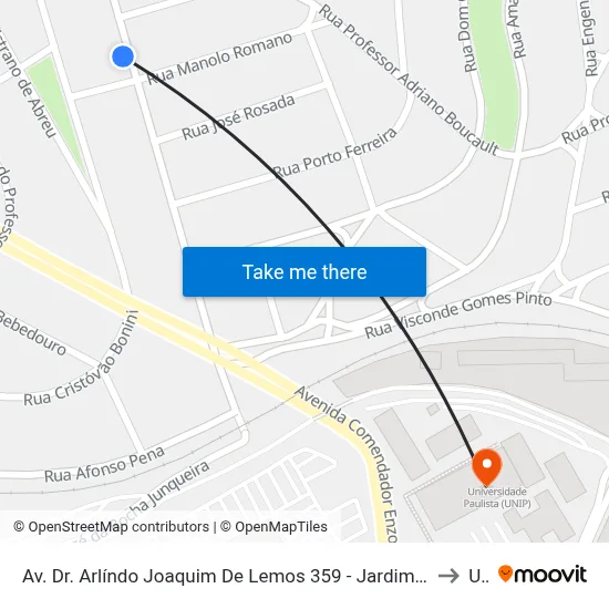 Av. Dr. Arlíndo Joaquim De Lemos 359 - Jardim Proença Campinas - SP 13100-451 Brasil to Unip map