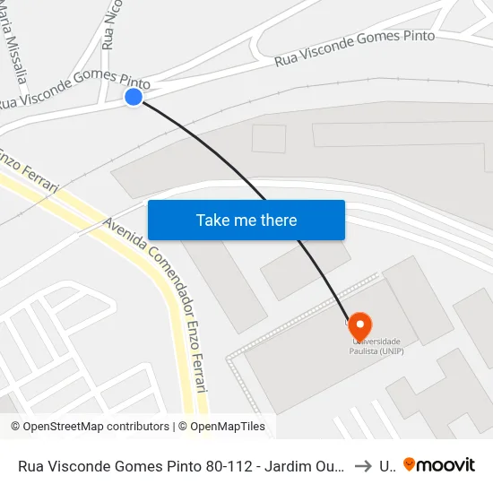 Rua Visconde Gomes Pinto 80-112 - Jardim Ouro Branco Campinas - SP 13100-504 Brasil to Unip map