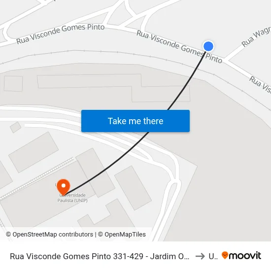 Rua Visconde Gomes Pinto 331-429 - Jardim Ouro Branco Campinas - SP 13100-504 Brasil to Unip map