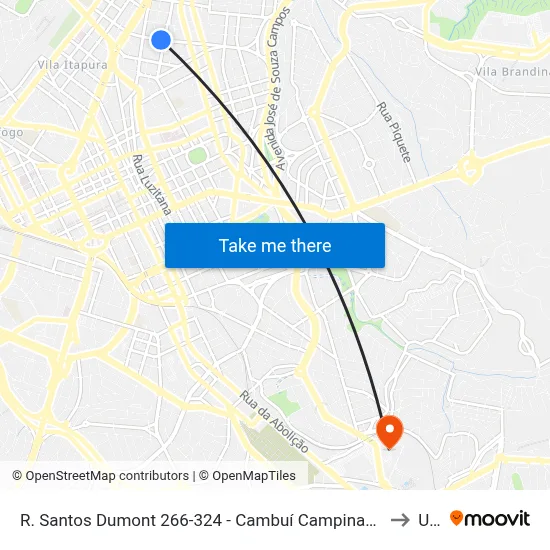 R. Santos Dumont 266-324 - Cambuí Campinas - SP 13024-020 Brasil to Unip map