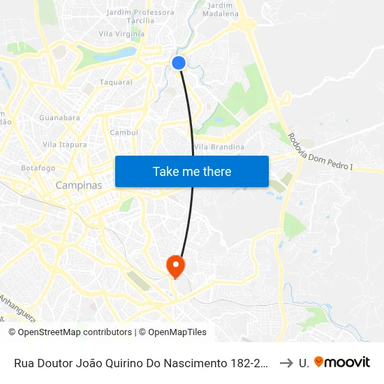 Rua Doutor João Quirino Do Nascimento 182-200 - Jardim Boa Esperança Campinas - SP República Federativa Do Brasil to Unip map