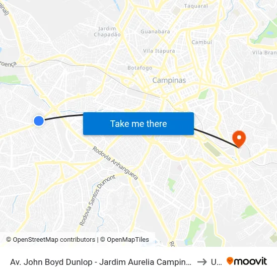 Av. John Boyd Dunlop - Jardim Aurelia Campinas - SP 13034-685 Brasil to Unip map