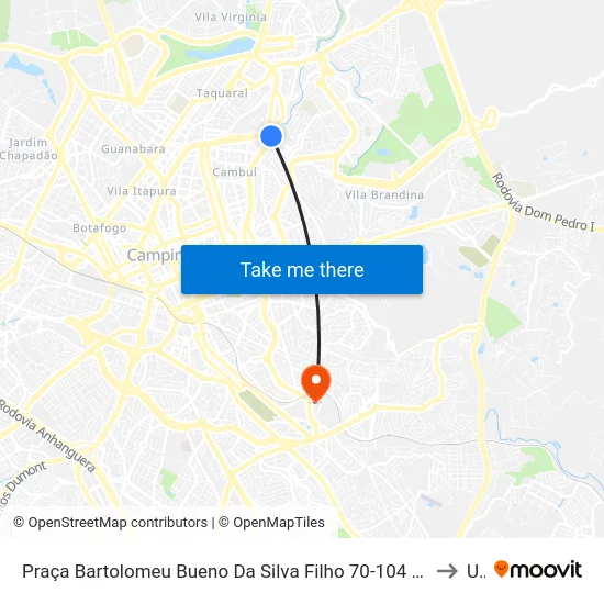 Praça Bartolomeu Bueno Da Silva Filho 70-104 - Chácara Da Barra Campinas - SP 13090-700 Brasil to Unip map