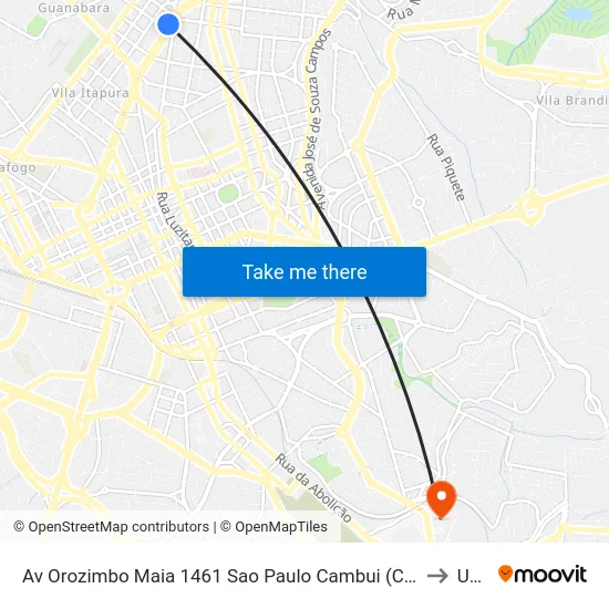 Av Orozimbo Maia 1461 Sao Paulo Cambui (Campinas) to Unip map