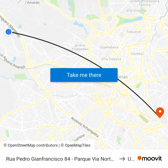 Rua Pedro Gianfrancisco 84 - Parque Via Norte Campinas - SP Brasil to Unip map