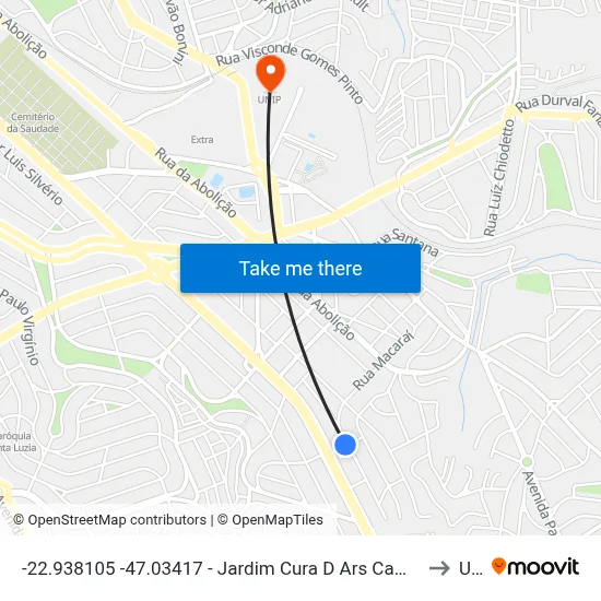 -22.938105 -47.03417 - Jardim Cura D Ars Campinas - SP 13045-541 Brasil to Unip map