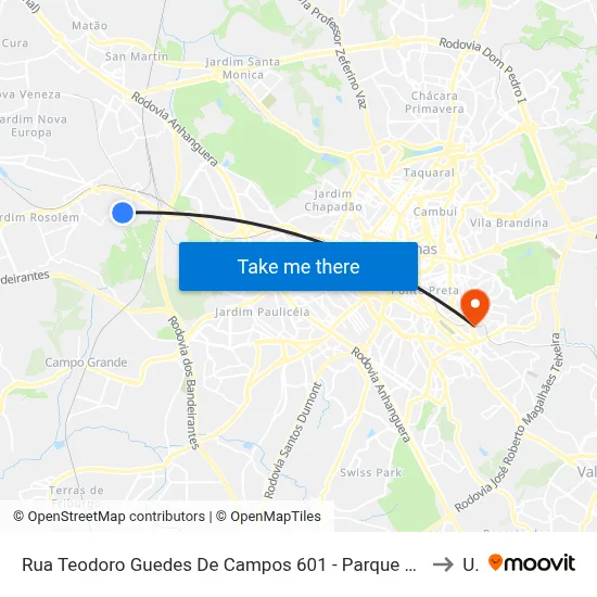 Rua Teodoro Guedes De Campos 601 - Parque Santa Bárbara Campinas - SP República Federativa Do Brasil to Unip map