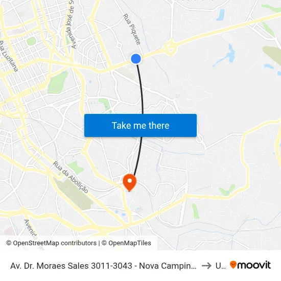 Av. Dr. Moraes Sales 3011-3043 - Nova Campinas Campinas - SP 13092-111 Brasil to Unip map