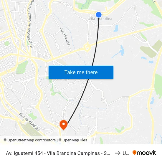 Av. Iguatemi 454 - Vila Brandina Campinas - SP 13092-500 Brasil to Unip map