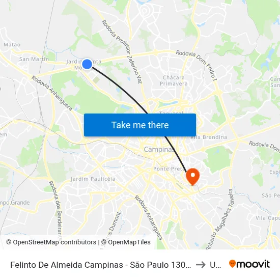 Felinto De Almeida Campinas - São Paulo 13082 Brasil to Unip map