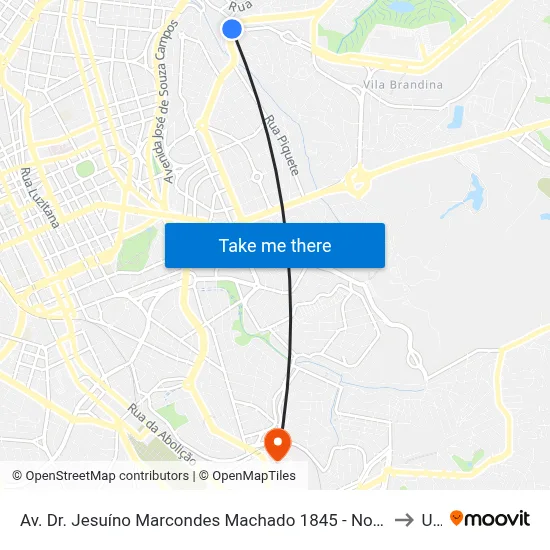Av. Dr. Jesuíno Marcondes Machado 1845 - Nova Campinas Campinas - SP Brasil to Unip map